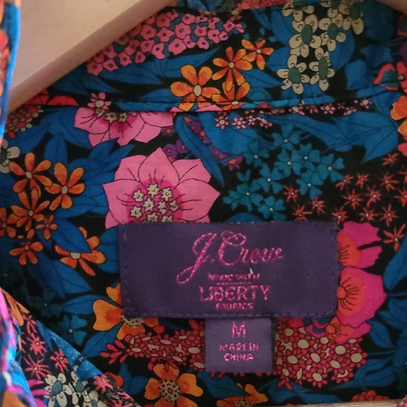 J.Crew Liberty London Ciara Floral Print Blouse Ruffle Collar Pink Black Green - Picture 4 of 17